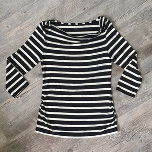 Loft 3/4 sleeve wide neck tee Stripe black/white
